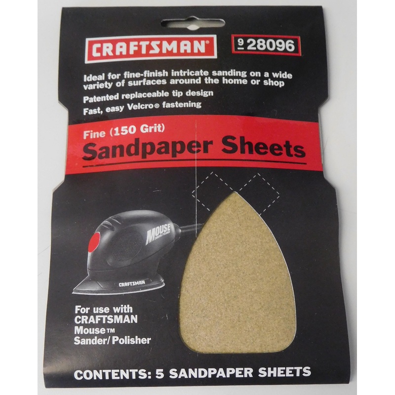 Craftsman 28096 Fine 150 Grit Sandpaper Sheets (5 Sheets Per Pack)