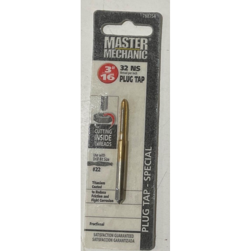 Master Mechanic 788754 3/16″ 32 NS Titanium Coated Plug Tap-Special