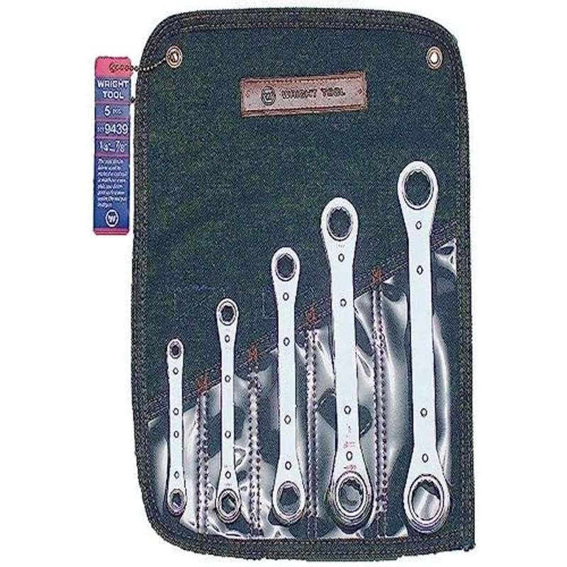 Wright Tool Ratchet Box Wrench Set with Denim Tool Roll (5-Piece)