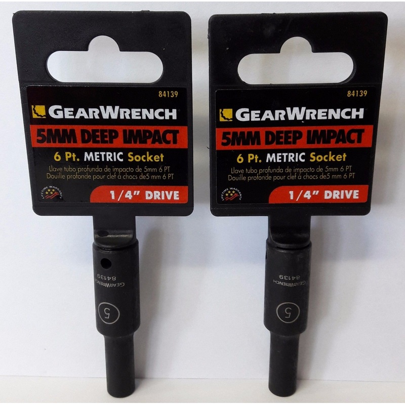 Gearwrench 84139 1/4″ Drive 6 Point Deep Impact Socket 5mm 2PCS
