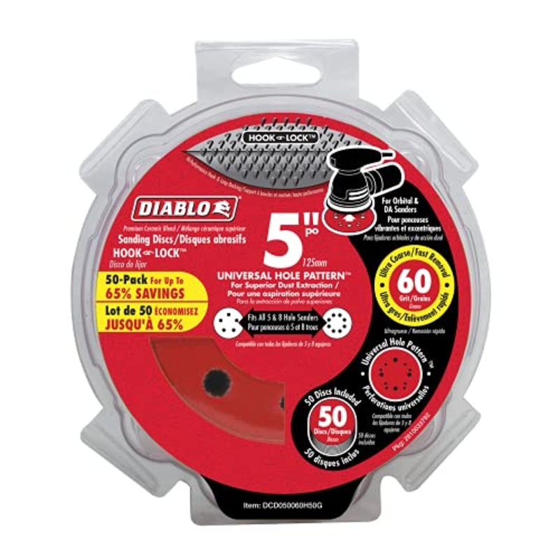Diablo 5 in. 60-Grit Random Orbital Sanding Disc (50-Pack)