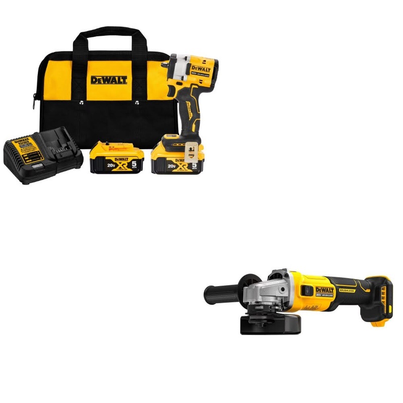 DeWalt DCF923P2 Impact Wrench Kit W/ FREE DCG407B Grinder