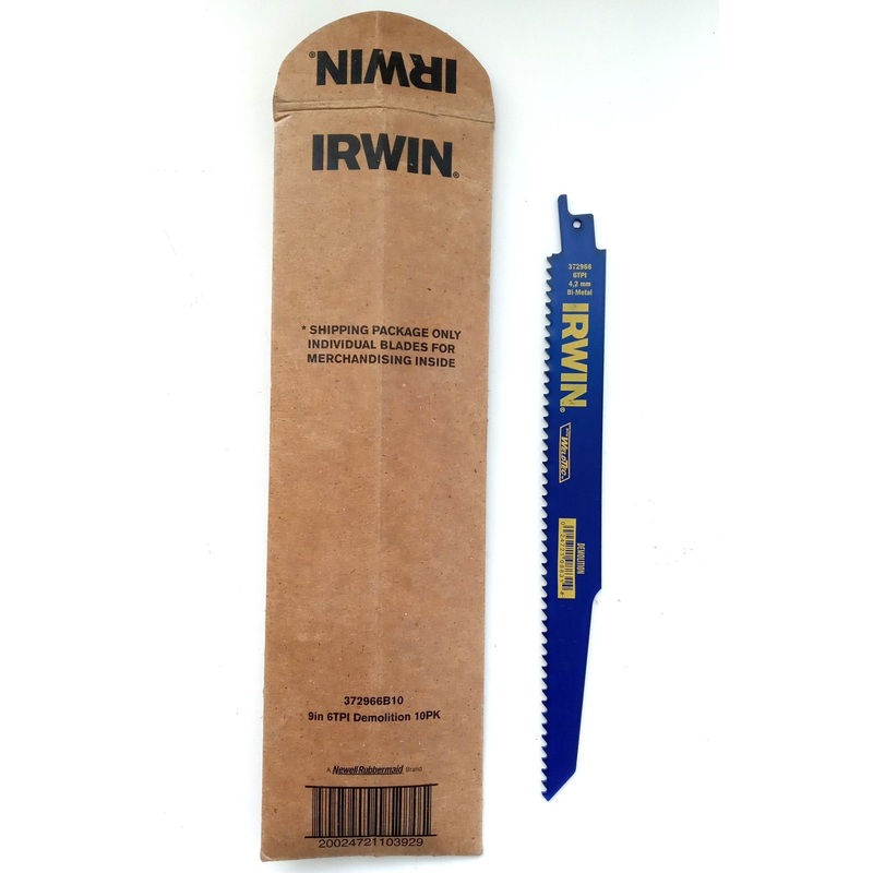IRWIN 372966B10 9″ x 6TPI Demolition Reciprocating Saw Blade (10 Pack) USA