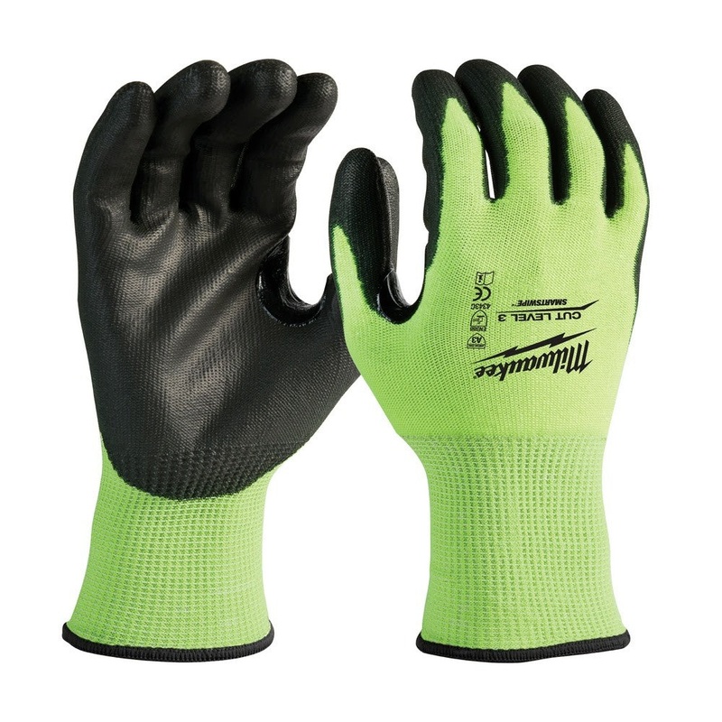 Milwaukee 48-73-8934 High Visibility Cut Level 3 Polyurethane Dipped Safety Gloves – 2X-Large
