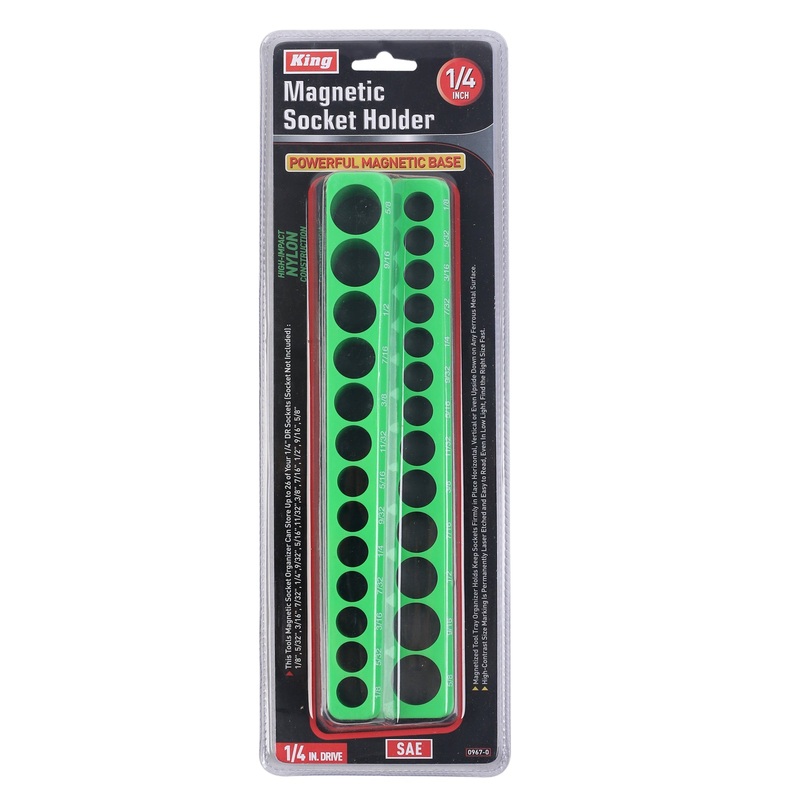 0967-0 – 1/4″ MAGNETIC SOCKET HOLDER, SAE, 1/8″ – 5/8″ (GREEN)