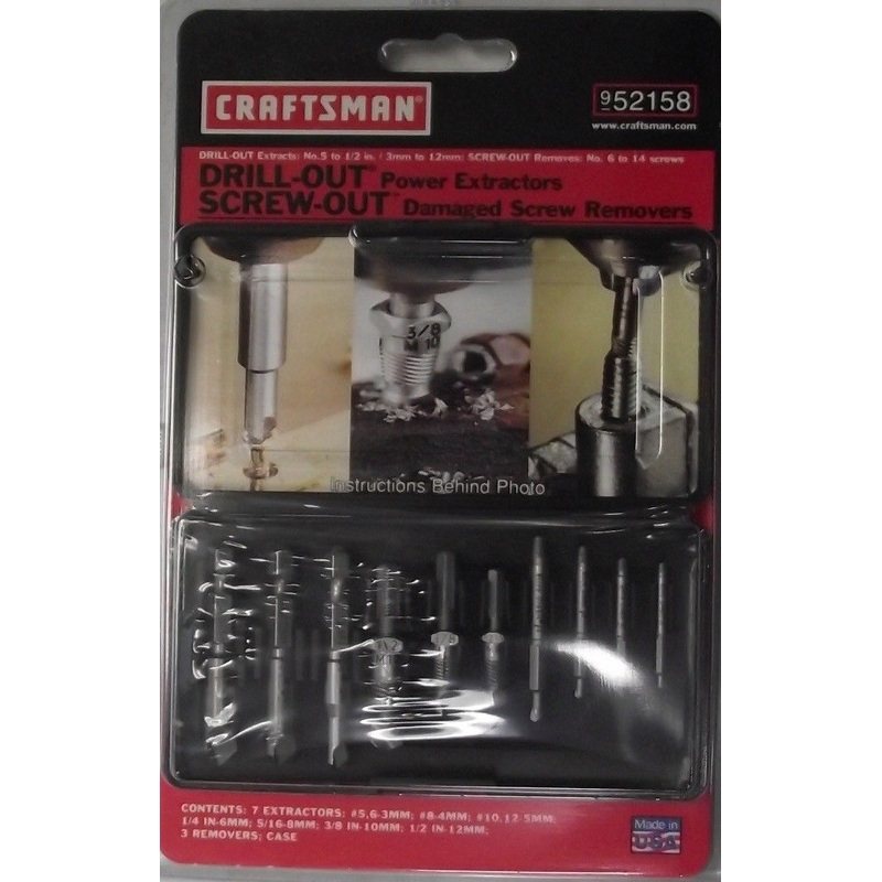 Craftsman 52158 10 pc. Drill Out Micro Drill Out and Screw Out Set USA