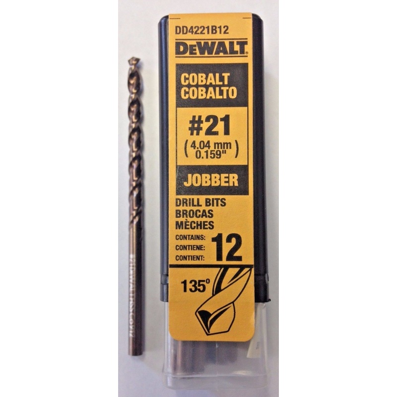DeWalt DD4221B12 #21 Wire Cobalt Jobber Drill Bits 12 Pack Germany
