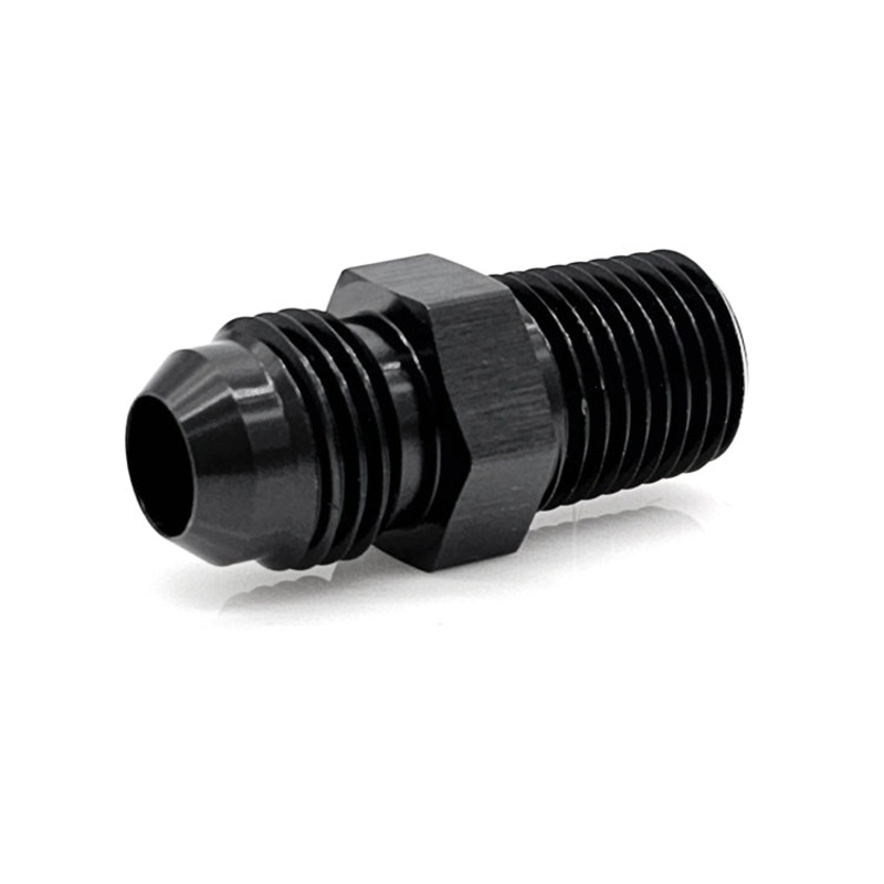 -6AN Male AN Flare to 3/8″ Male NPT Straight Adapter, Black Hard Anodized