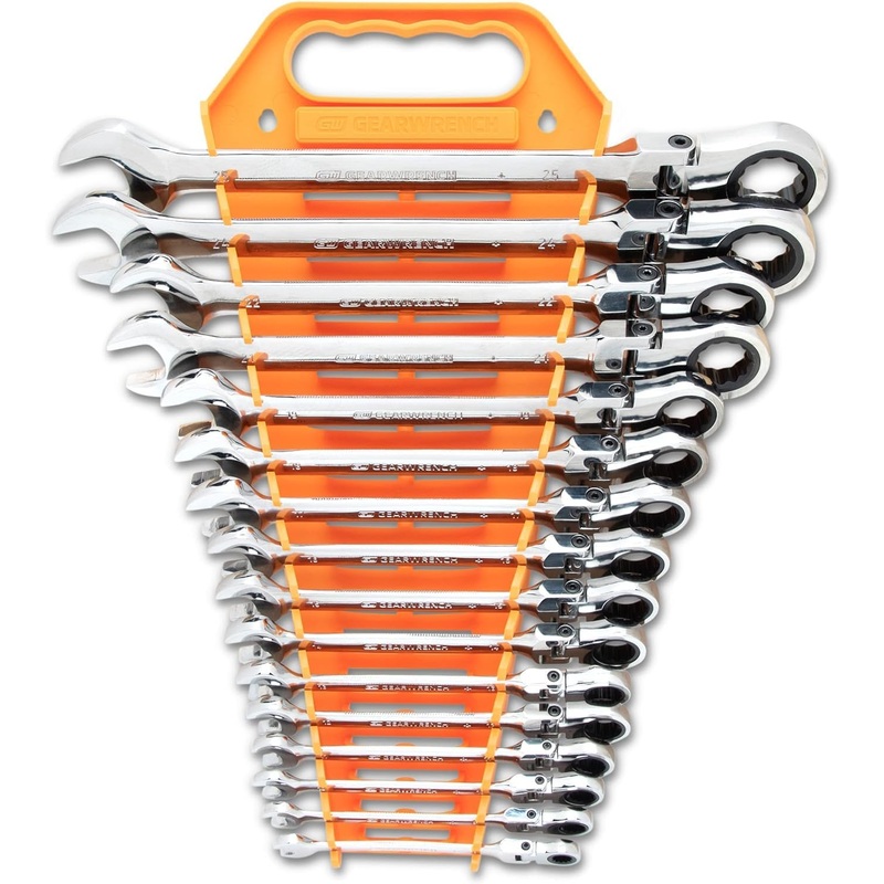GEARWRENCH 16 Pc. Ratcheting Flex Combination Wrench Set, Metric – 9902D