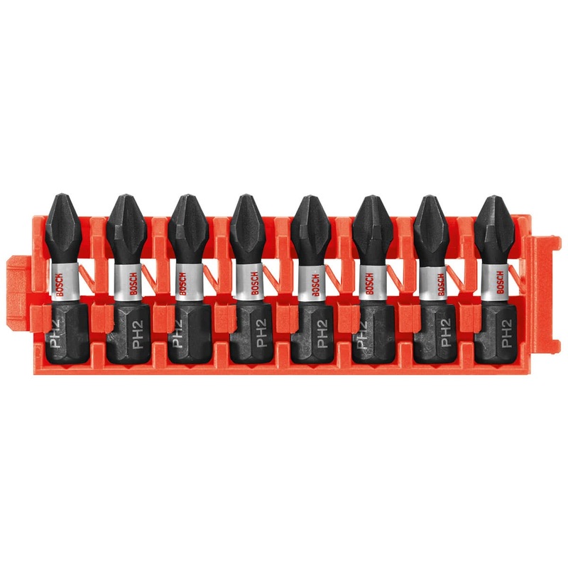 Bosch CCSPH2108 8-Pc Impact Tough Phillips P2 1″ Insert Bits with Clip