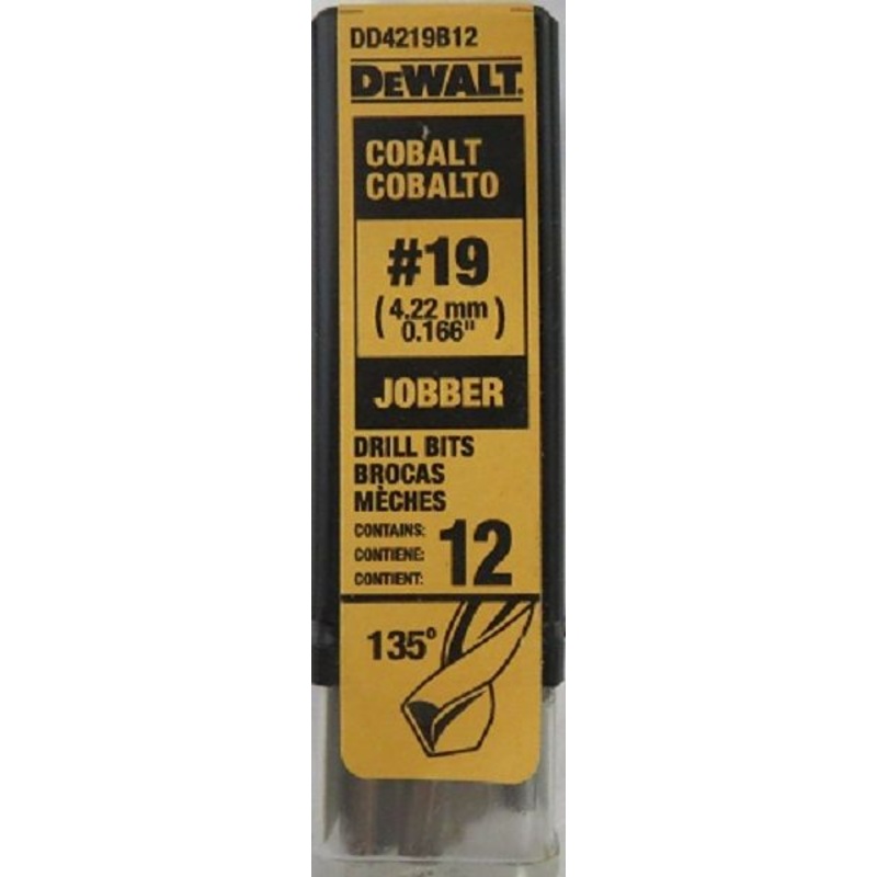 Dewalt DD4219B12 Cobalt #19 Jobber Drill Bits 12 Pack
