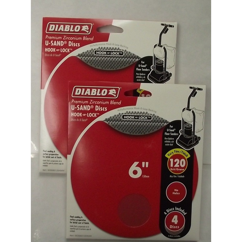 Diablo DCD060120H04W 2-4 Pack’s U-Sand Hook & Lock 6″ 120 Grit Sanding Discs