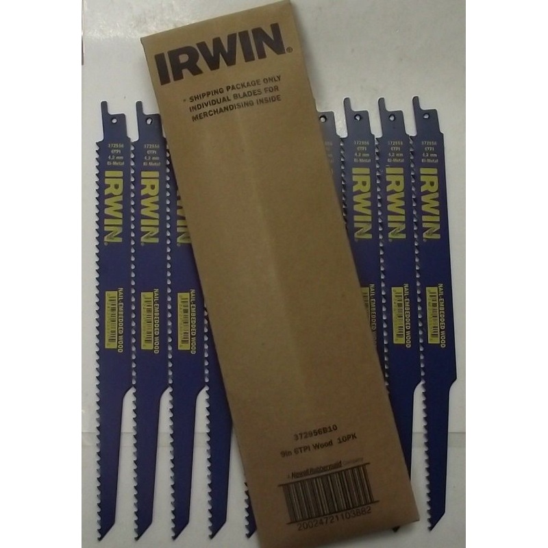 Irwin 372956B 9″ Nail Embedded Wood Cutting Reciprocating Saw Blades 10-Pack