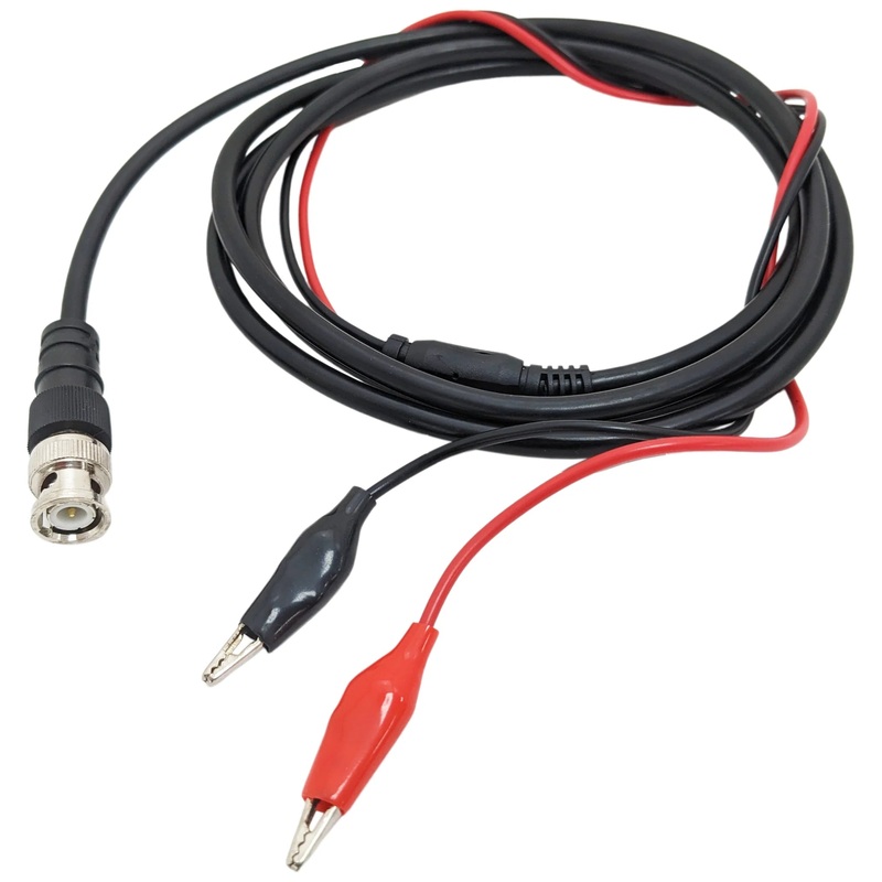 BNC to Red and Black Alligator Clips Test Lead, 60″ Long Coax and 16″ Long Connecting Leads
