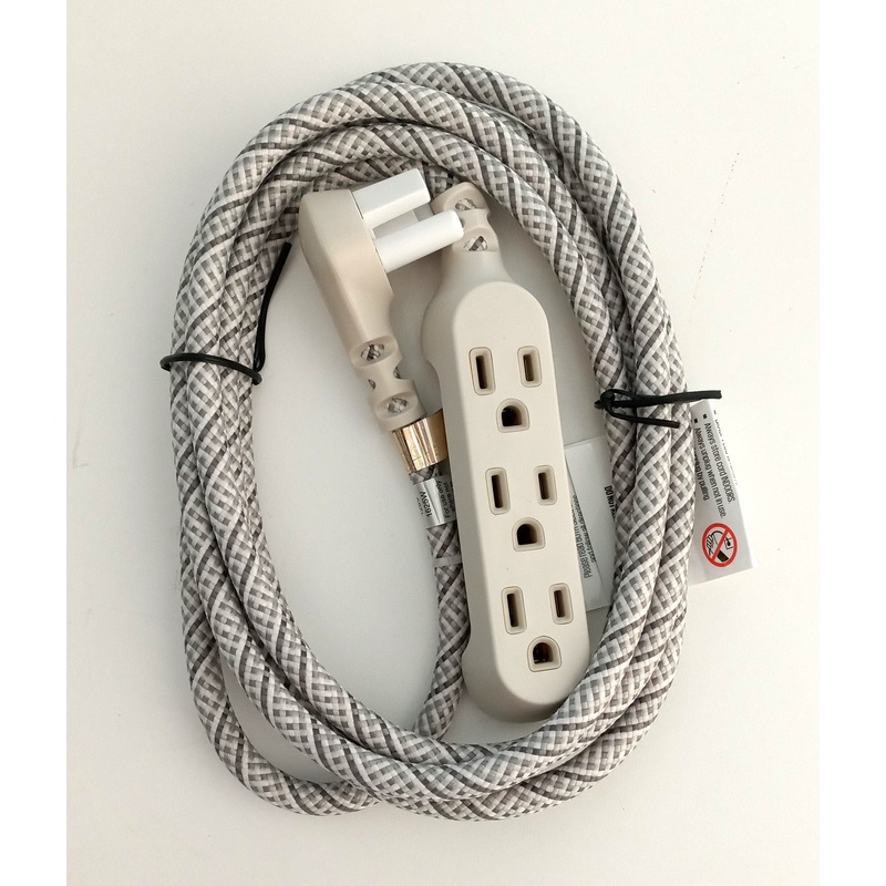 Braided Extension Cord Gray 3 Grounded Outlets 360 Electrical 8ft Habitat