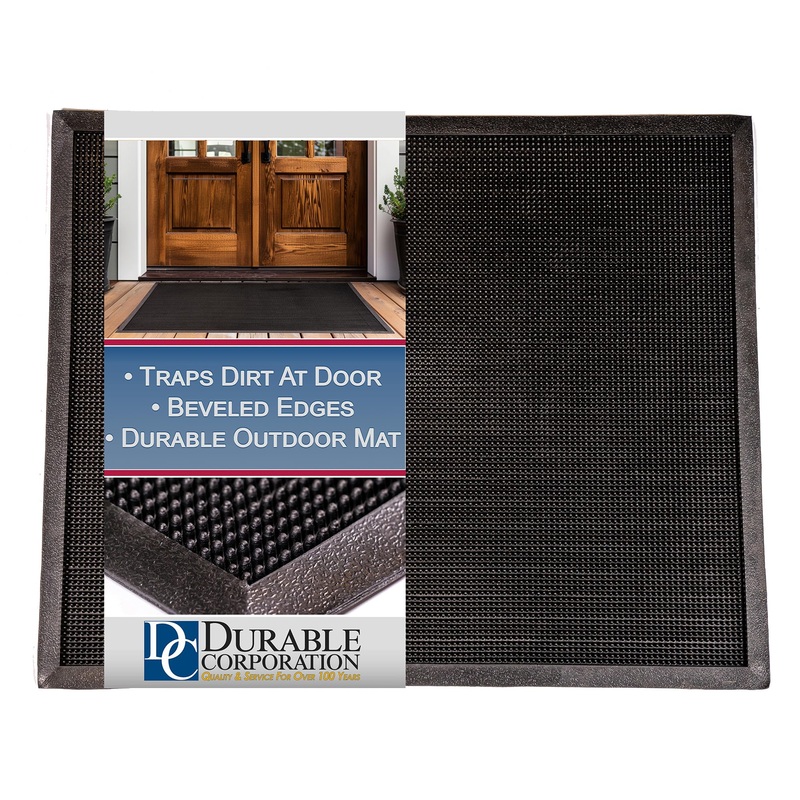 Durable Corporation-396S2432 Heavy Duty Rubber Fingertip Outdoor Entrance Mat, 24″ x 32″, Black