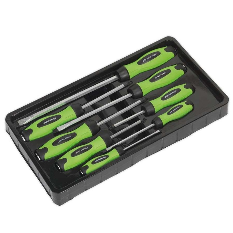 Screwdriver Set 8pc Hammer-Thru Hi-Vis Green