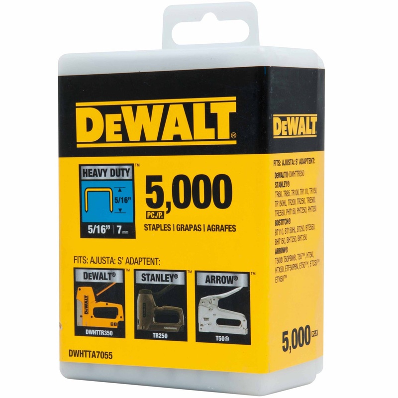 DeWalt DWHTTA7055Heavy-Duty Narrow Crown Staples 5/16″ – 5000 Pk (T50 Style)