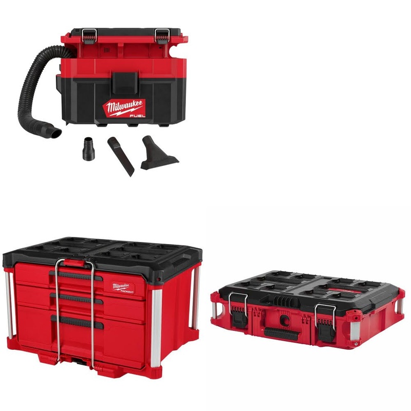 Milwaukee 0970-20 Wet/Dry Vac Kit W/ 3-Drawer Tool Box and FREE Tool Box