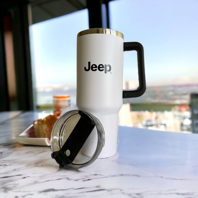Handle Mug – Jeep Text Grille – White