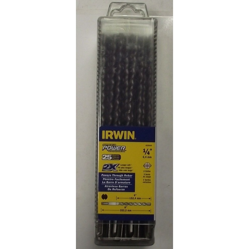 Irwin 4935465 1/4″ x 6″ x 8″ SDS Speed Power Hammer Drill Bits 25 Pack.