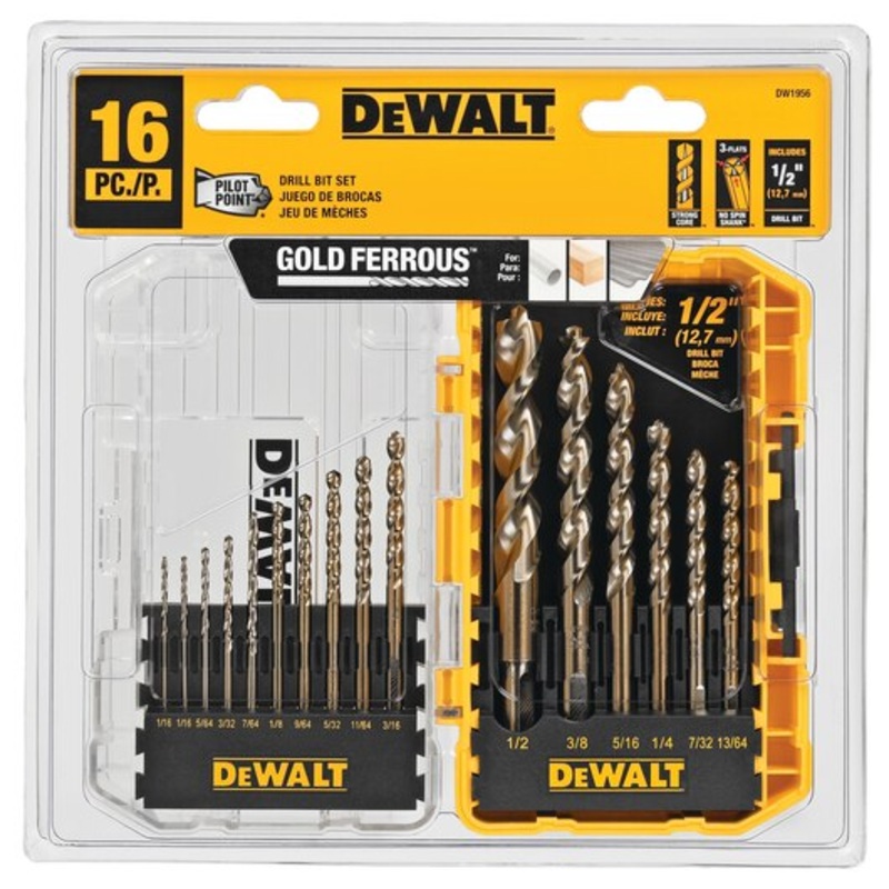 SET 16 PC BARRENA P.POINT GOLD FERROUS DEWALT