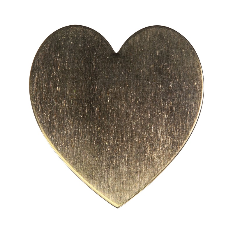 6/Pk of 24 Gauge Large Brass Hearts – 1-3/8″ x 1-1/2″ Charm Blanks