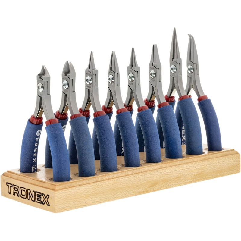 Pliers Set – Tronex 8 Pieces Fine Wire Work Set With Wood Stand (Standard Handles)