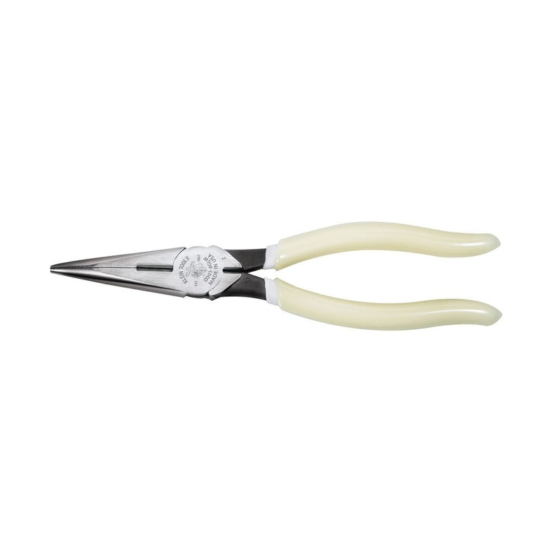 Klein Tools D203-8-GLW Pliers, Long Nose Side-Cutters, Hi-Viz, 8″