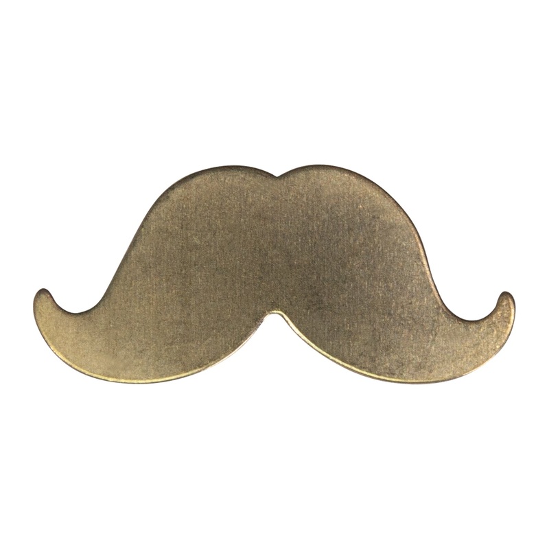 6/Pk of 24 Gauge Brass Small Mustaches – 12.5 MM x 6 MM Charm Blanks