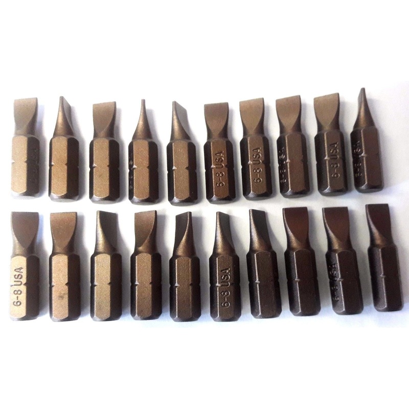 Bosch 1609433675 Slotted 6-8 x 1″ Gold Insert Screw Tips USA 20 PCS