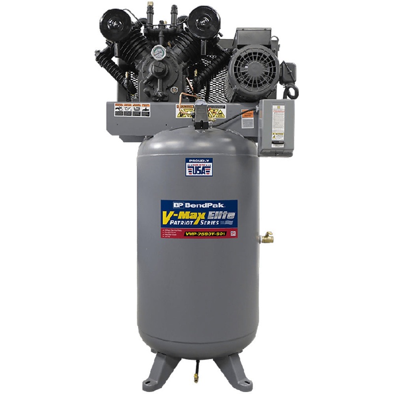 BendPak V-Max Patriot Air Compressor 7.5 HP 80-Gallon Vertical Tank – 3-Phase