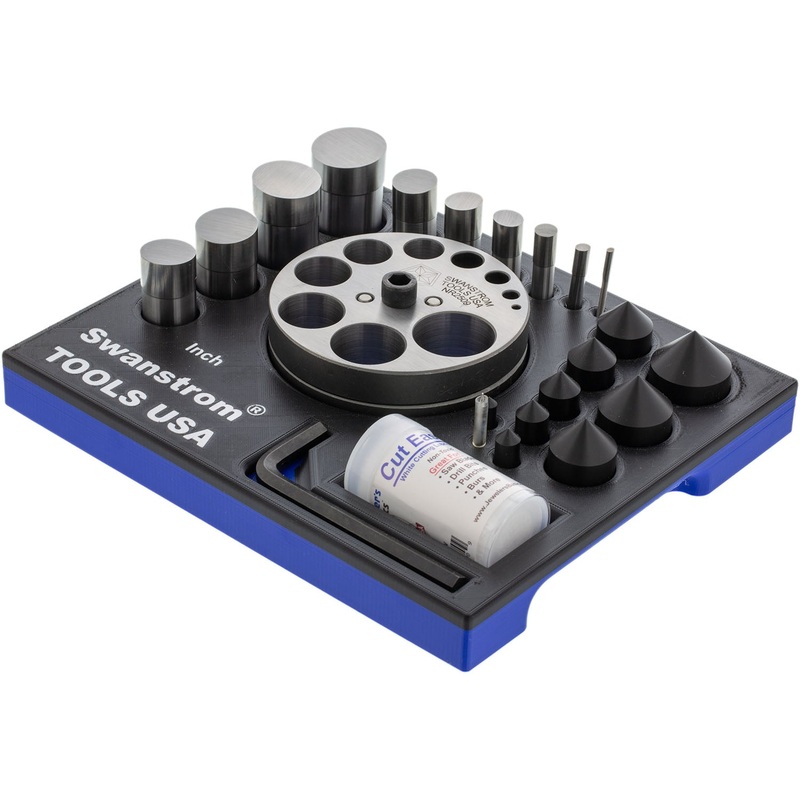 Swanstrom – Inch Round Disc Cutter – 1/8″ – 1 1/4″ Disc Cutter w/Centering-Positioning Dies – NR2509K