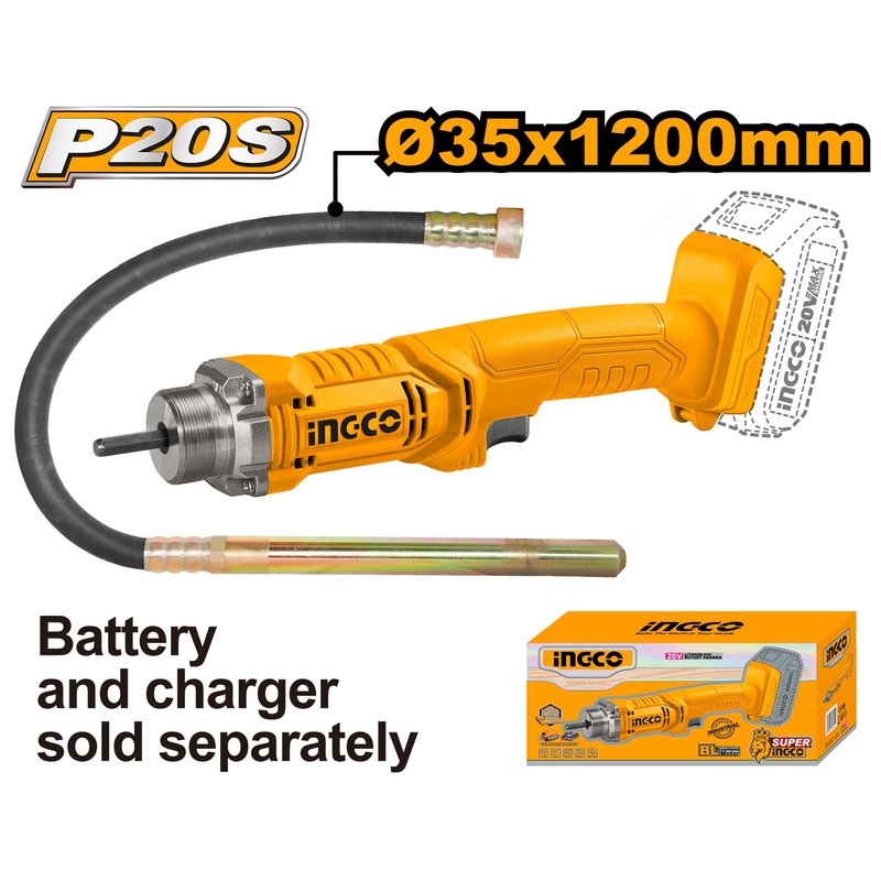 Ingco Cordless concrete vibrator 20V CCVLI202301