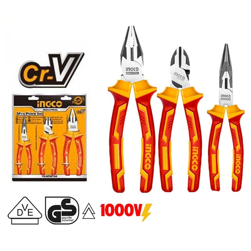 Ingco HIKPS28313 3pcs Insulated Pliers Set 1000V