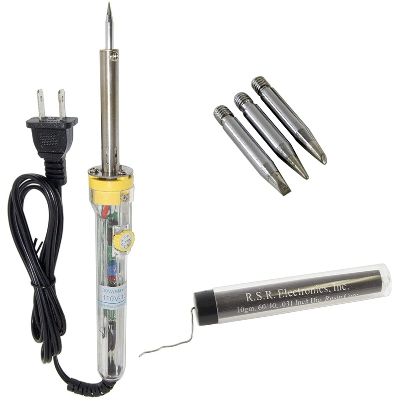 RSR 50W Adjustable Variable Temperature Soldering Iron (120Vac 60Hz) – 3 Tips and Solder Tube
