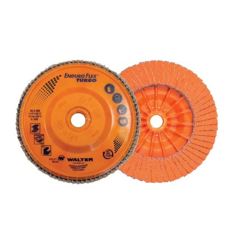 Walter 06A602 6″ 36/60 grit ENDURO-FLEX Turbo Spin-On Type 27 Flap Discs