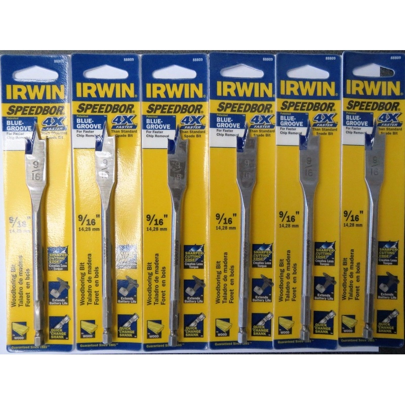 Irwin 88809 Speedbor Blue Groove Wood Boring Bit 9/16″ x 6″ (6pcs)