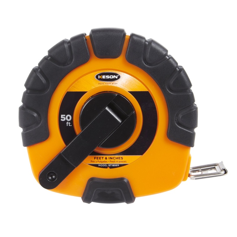 Keson ST1850Y Closed-ABS Housing Steel Tape Measures, 50-foot/15.2 m, 3/8″ Steel Blade