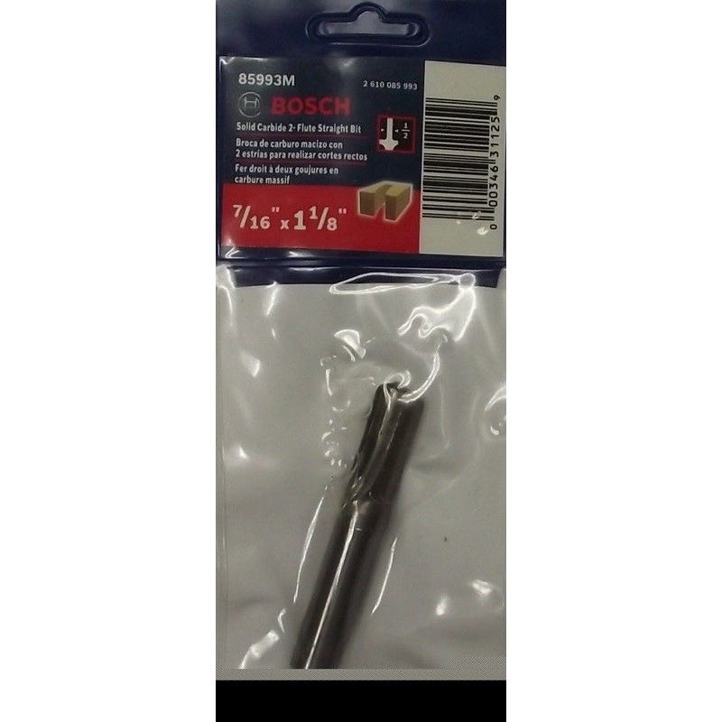 BOSCH 85993M Carbide 7/16″ x 1 1/8″ Straight 2 Flute Router Bit