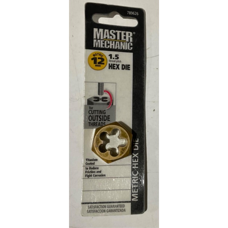 Master Mechanic 789626 12mm -1.5 Titanium Coated Metric Hex Die