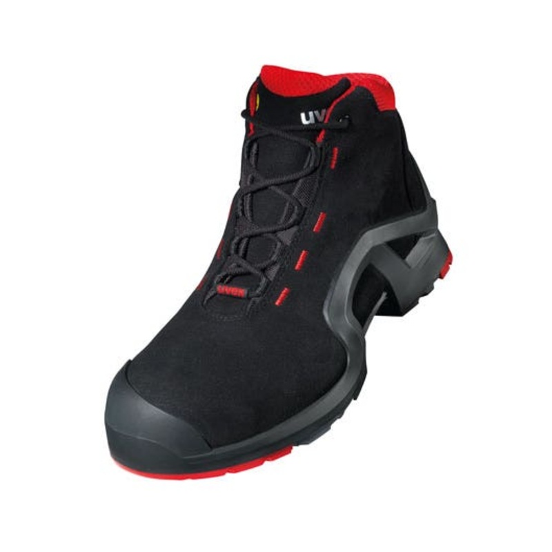 UVEX Size 9 1 X-Tended Support Lace-Up Safety Boots – Black/Red