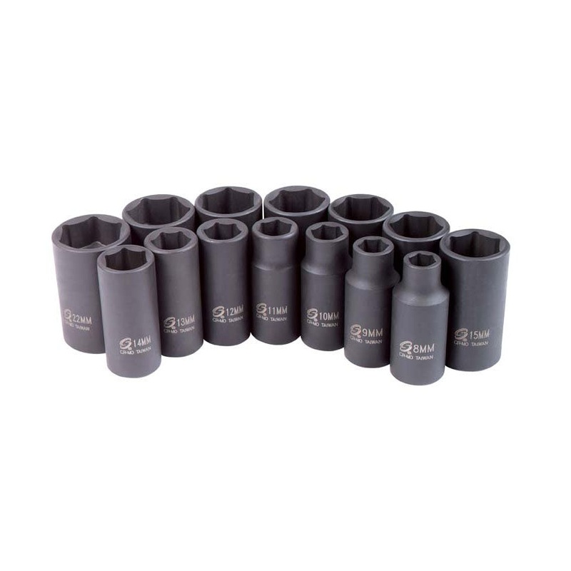 3/8″ Drive 14 Piece Mid-Depth Metric  Impact Socket Set