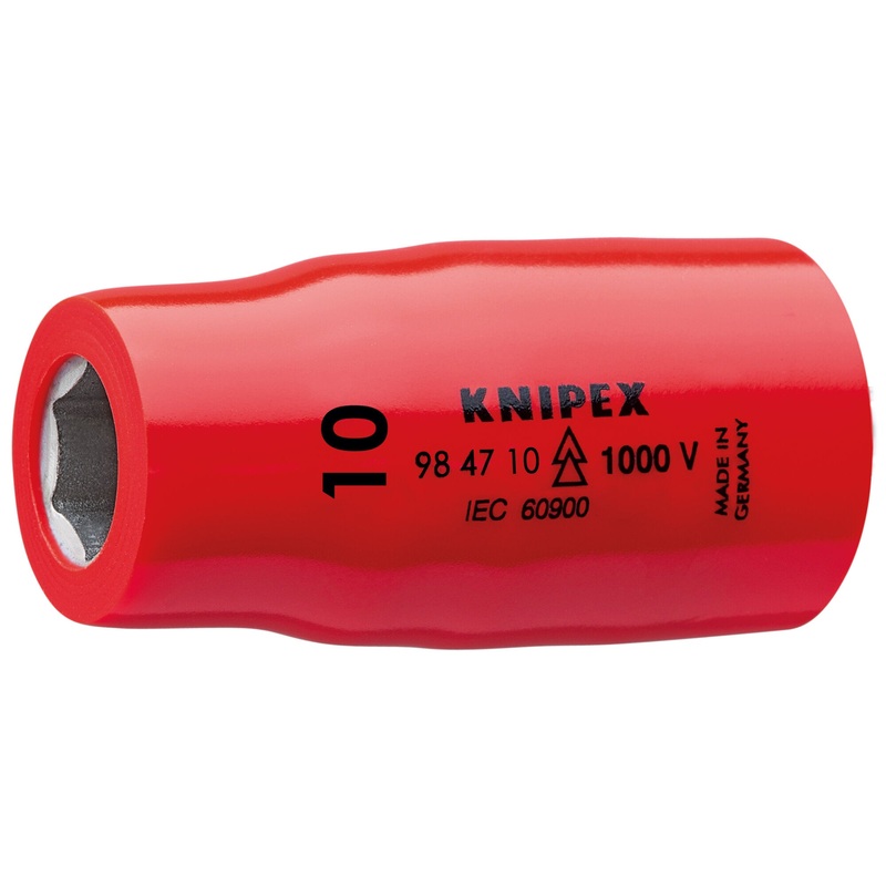 Knipex 98 47 10 1/2″ Drive Hex Socket-1000V Insulated, 10 mm