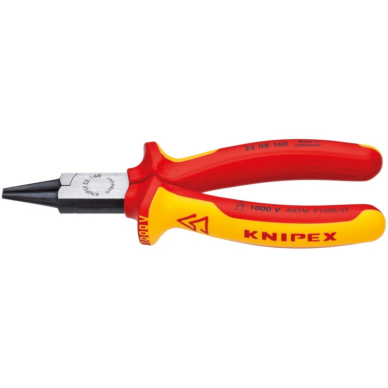 Knipex 22 08 160 SBA 6 1/4″ Round Nose Pliers-1000V Insulated