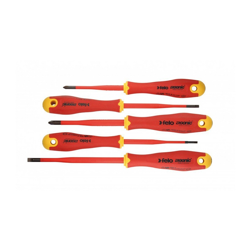 Felo 0715762743 E-Slim Insulated Slotted & Phillips Screwdriver Set
