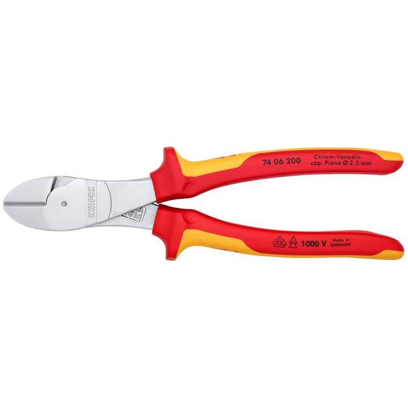 Knipex 74 06 200 8″ High Leverage Diagonal Cutters-1000V Insulated