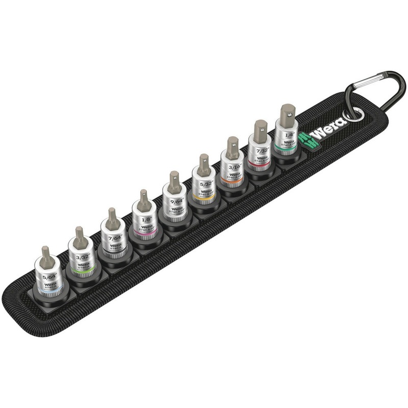 Wera Belt A Imperial 1 Zyklop In-Hex-Plus bit socket set with holding function, 1/4″ drive, 9 pieces