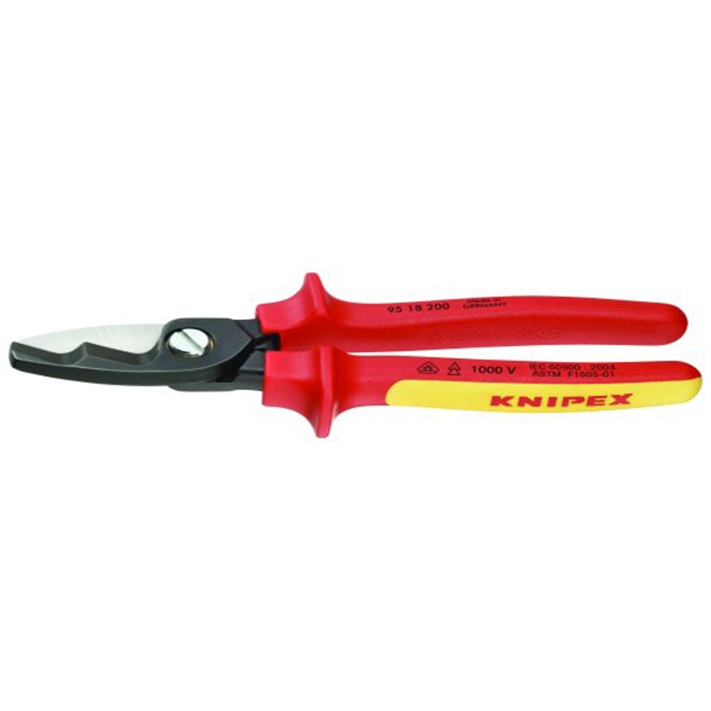 Knipex 95 18 200 SBA 8″ Cable Shears-Twin Cutting Edges-1000V Insulated