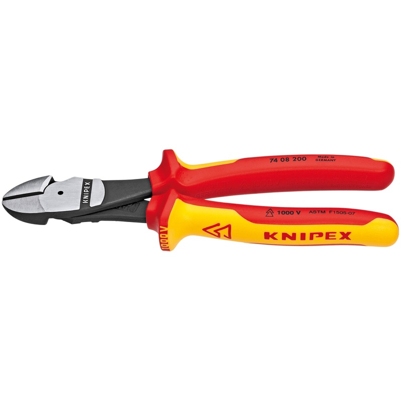 Knipex 74 08 200 US 8″ High Leverage Diagonal Cutters-1000V Insulated